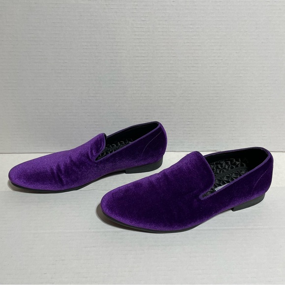 steve madden Velvet Purple Loafers Mens Size 8 satin lining dress shoes - Picture 1 of 8